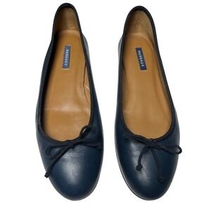 Classic Leather Ballet Flats Navy Margaux Womens US 12 EU 43.5